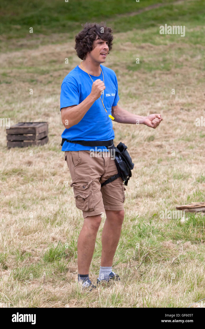 Hertfordshire, Angleterre, vers juillet 2016, Andy Day, l'acteur et présentateur à la faune La faune live show Banque D'Images