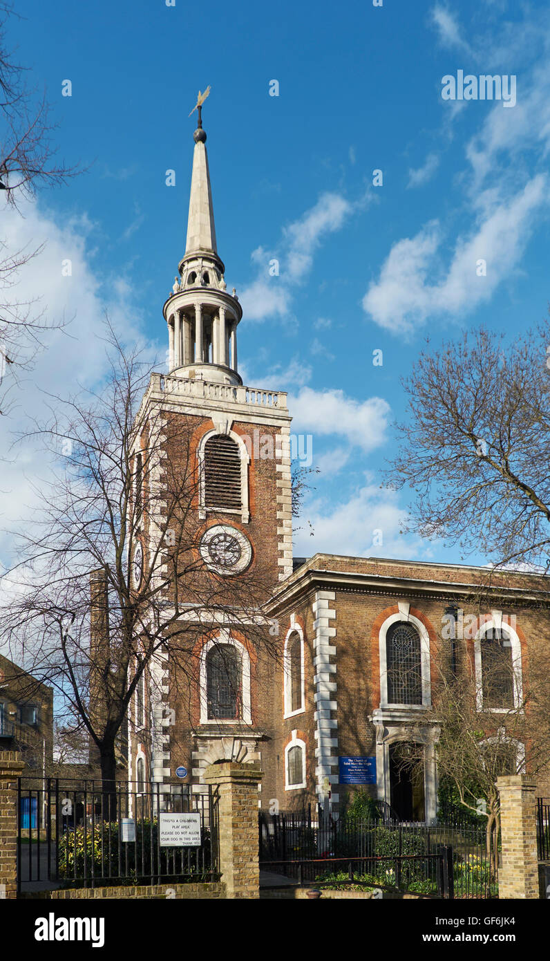 St Mary Rotherhithe, Londres. Reconstruit en 1714 à 1715, à une conception par John James. Banque D'Images