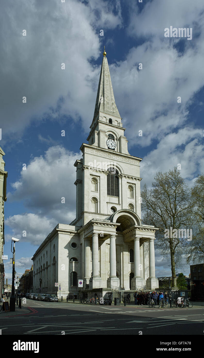 Christ Church Spitalfields front ouest & tower ; construit par Nicholas Hawksmoor 1714 - 1729 Banque D'Images