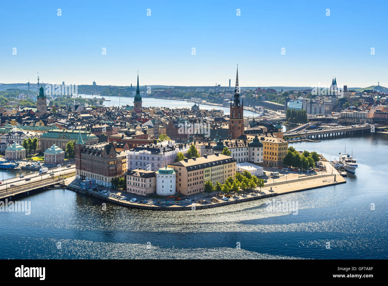 Vue panoramique sur la vieille ville ou de Gamla Stan à Stockholm, Suède Banque D'Images