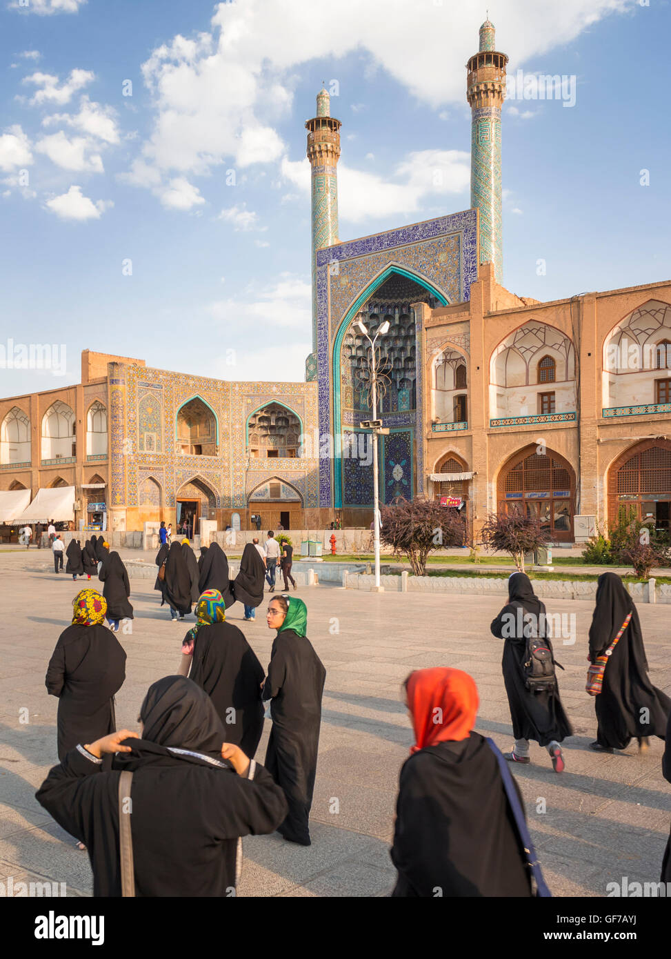 Femme à Shah mosquée, Isfahan, Iran Banque D'Images