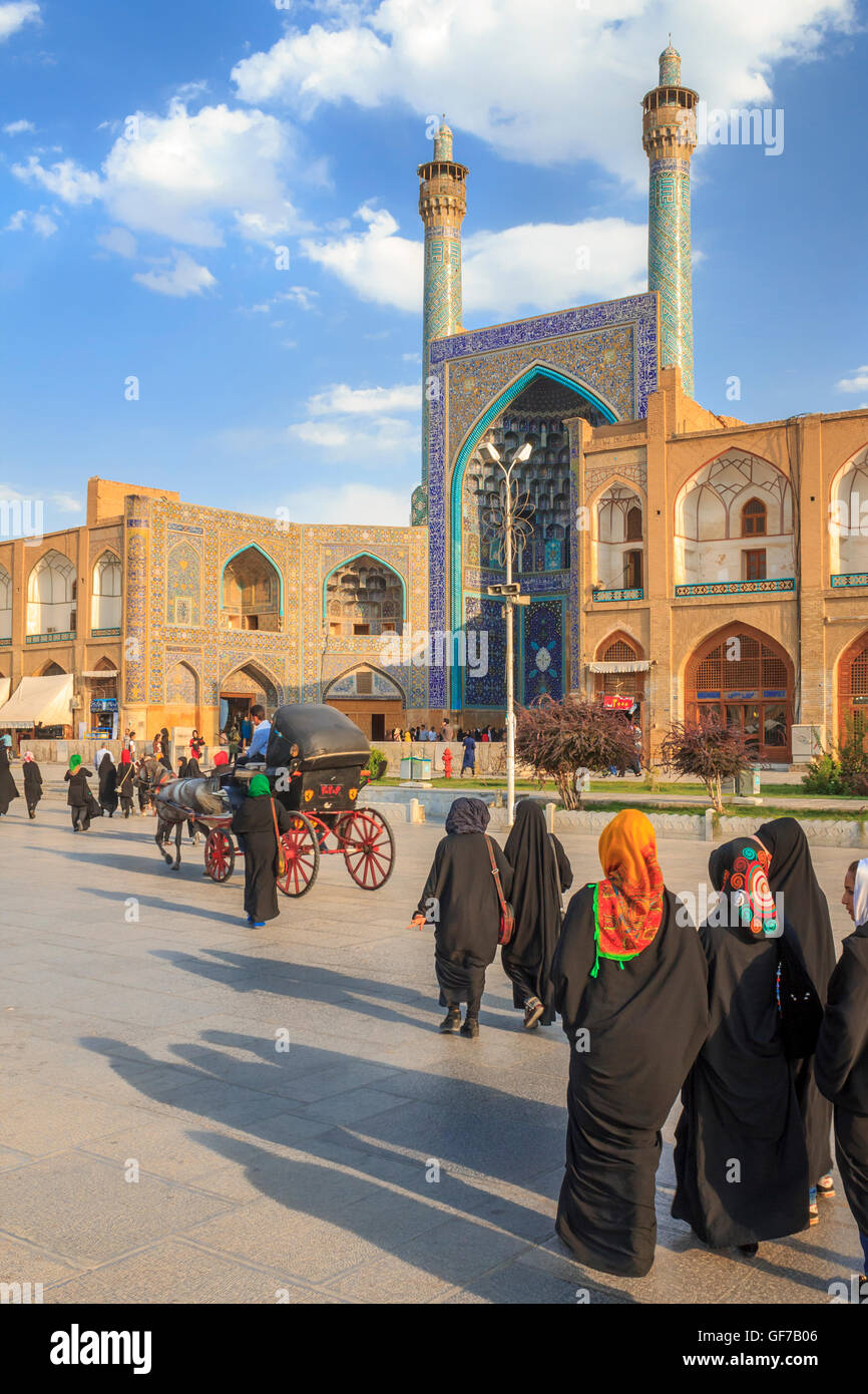 Femme à Shah mosquée, Isfahan, Iran Banque D'Images