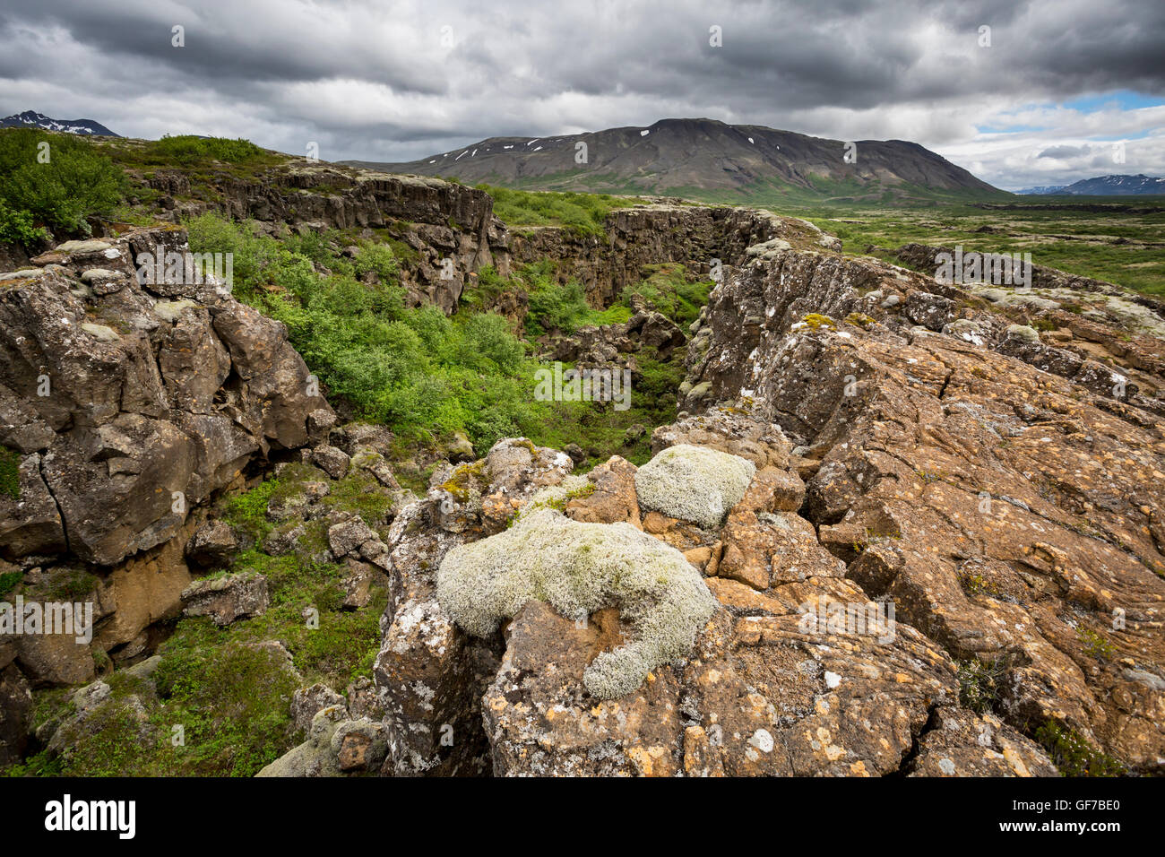 Le Parc National de Thingvellir, Islande, défaillance dans le paysage provoquée par la dérive entre le marché nord-américain et eurasien Banque D'Images