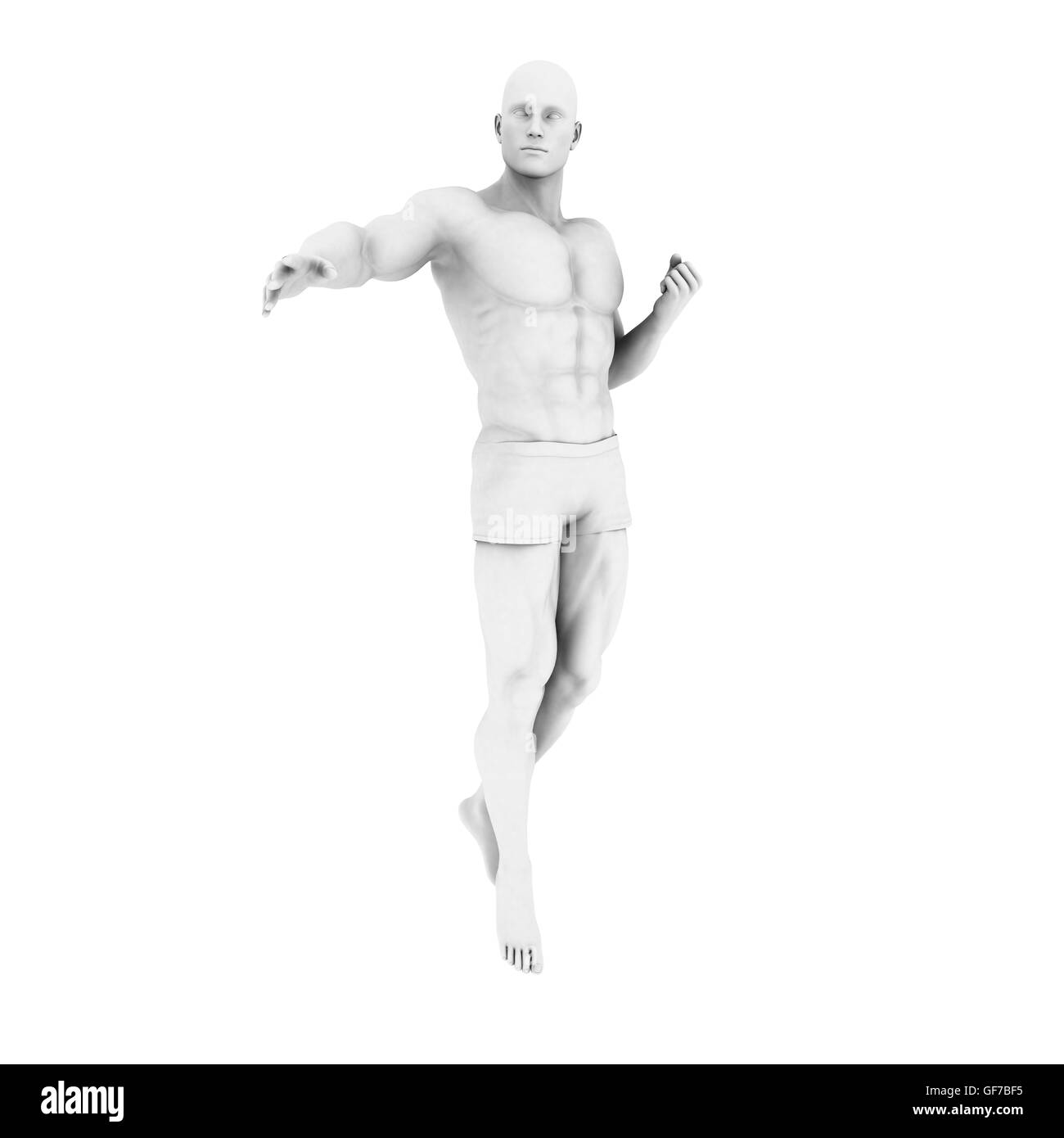 Super Héros posent avec un homme dans le rendu 3d illustration Banque D'Images