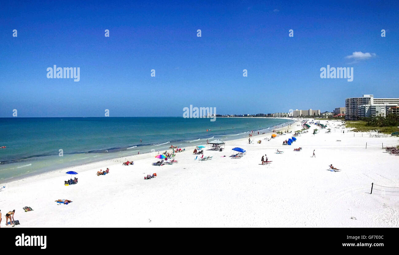 Vue aérienne de Siesta Key Beach à Sarasota, FL Banque D'Images