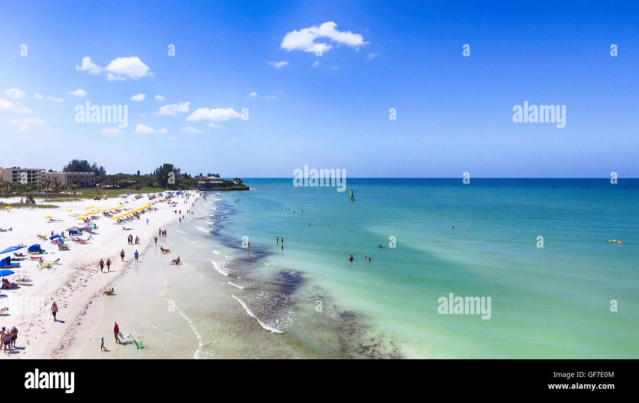 Vue aérienne de Siesta Key Beach à Sarasota, FL Banque D'Images Vue aérienne de Siesta Key Beach à Sarasota, FL Banque D'Images