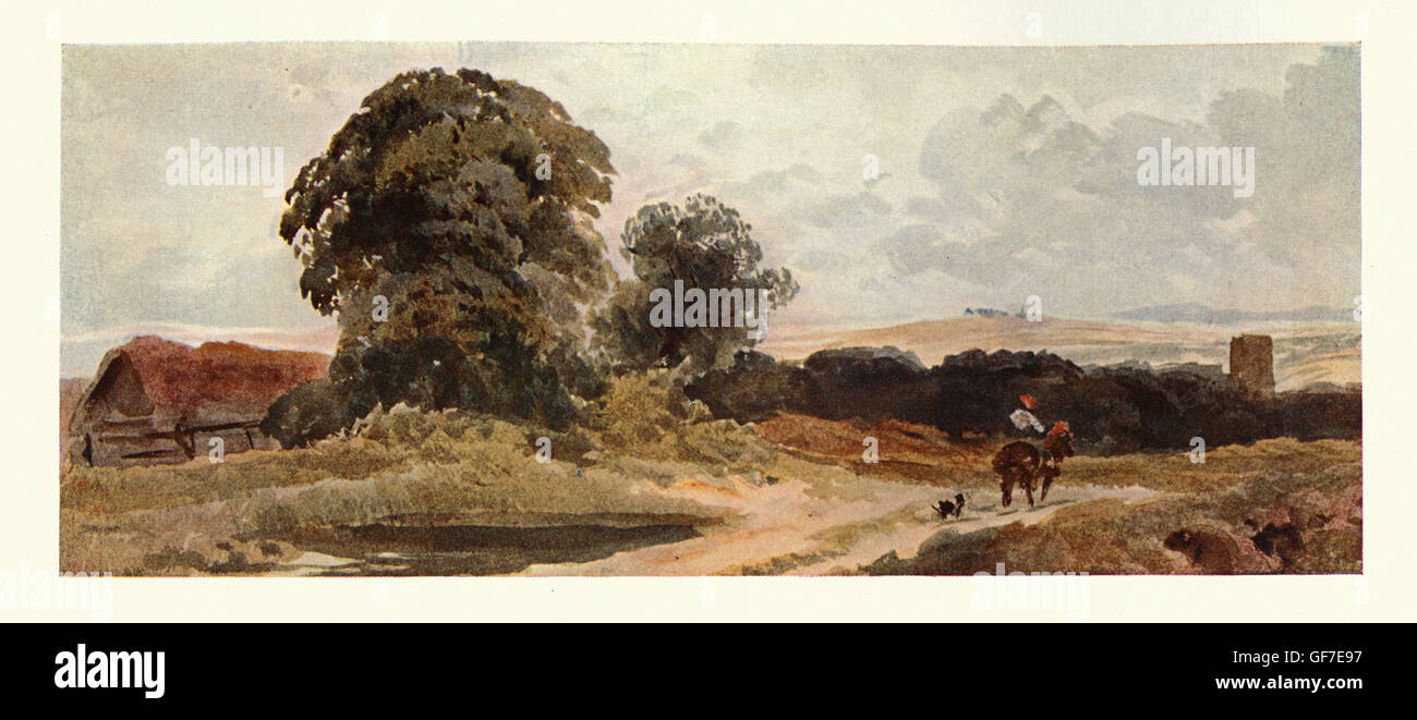 Paysage, après l'Aquarelle de Peter De Wint un peintre de paysages. Banque D'Images