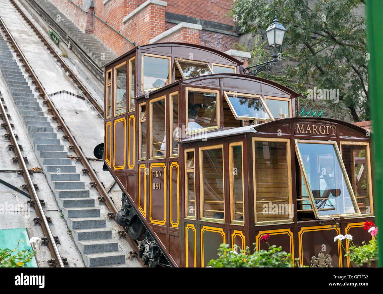 La colline du château de Budapest, Hongrie funiculaire Banque D'Images