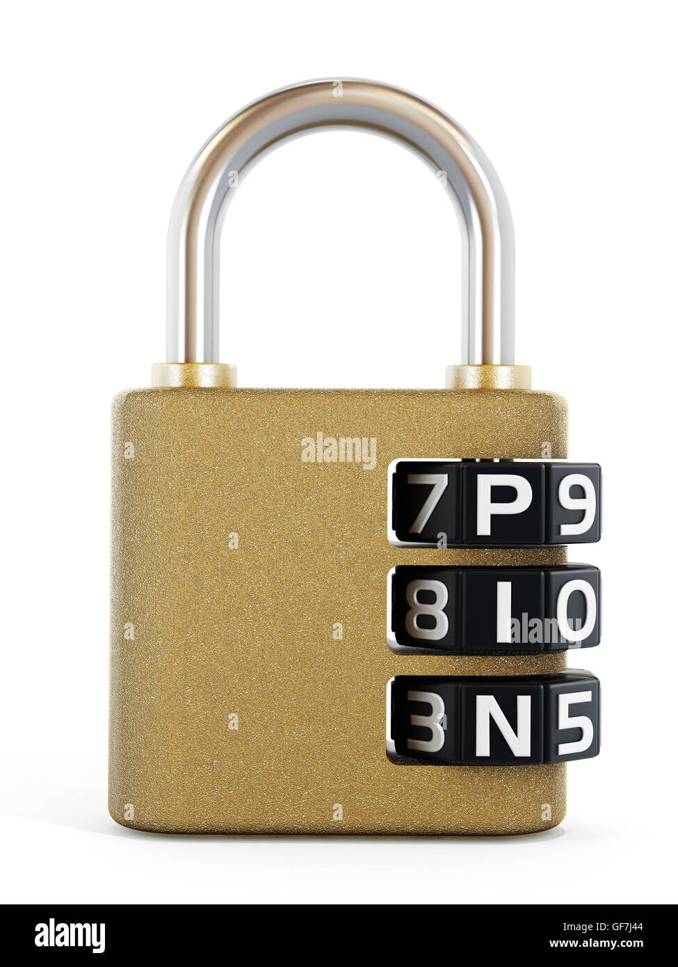 Cadenas de sécurité avec l'axe d'un mot de passe. 3D illustration. Banque D'Images