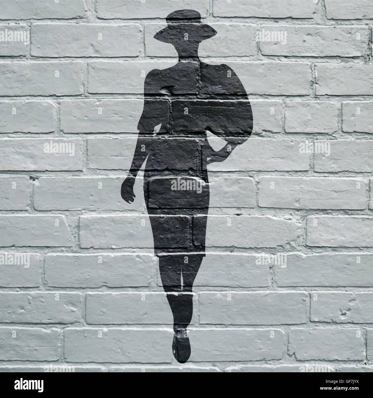 Art Urbain, Silhouette de dos de femme portant un chapeau Illustration de Vecteur