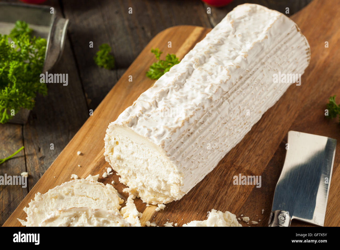 Fromage de chèvre Bio blanc brut prête pour la cuisson Banque D'Images