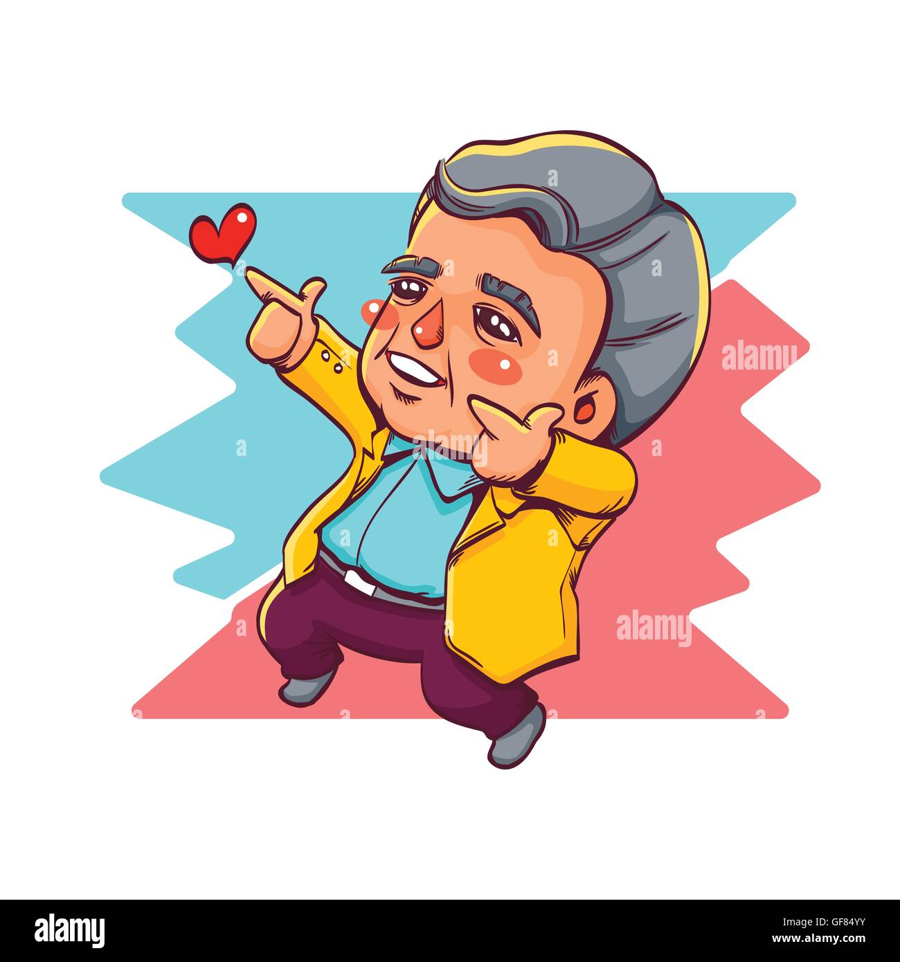 Vector Illustration du vieil homme heureux avec deux mains pointant vers le haut but élevé pour l'amour, Cute Cartoon Character Illustration de Vecteur Vector Illustration du vieil homme heureux avec deux mains pointant vers le haut but élevé pour l'amour, Cute Cartoon Character Illustration de Vecteur