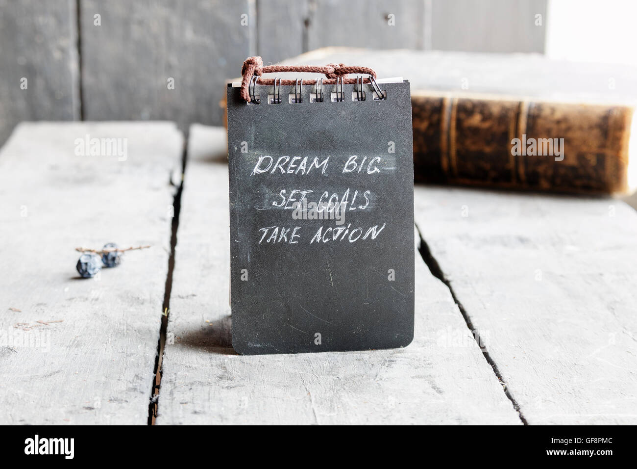 Rêver grand fixer des objectifs Agir, la motivation d'inspiration citer Banque D'Images