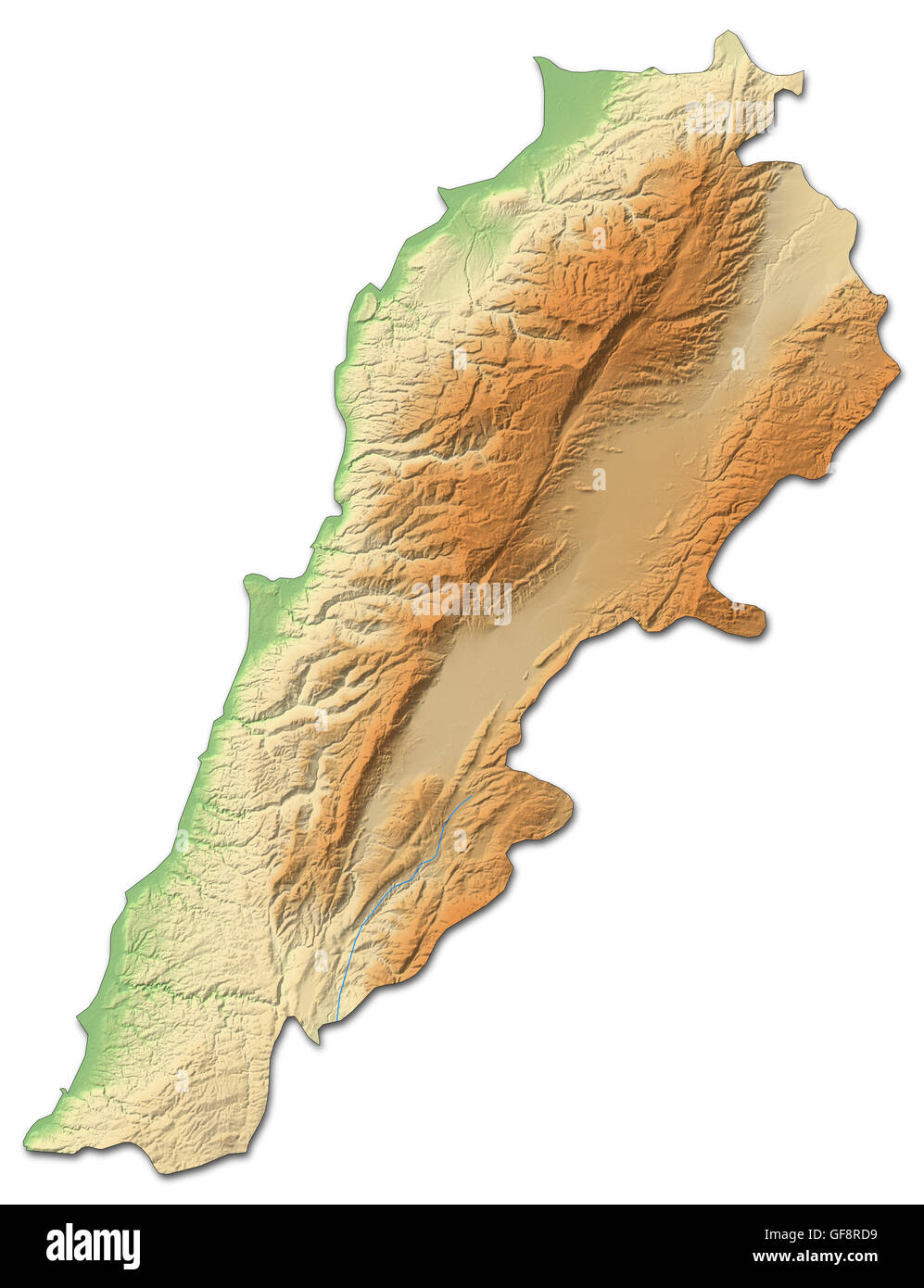 Carte du relief du Liban avec relief ombré Photo Stock - Alamy