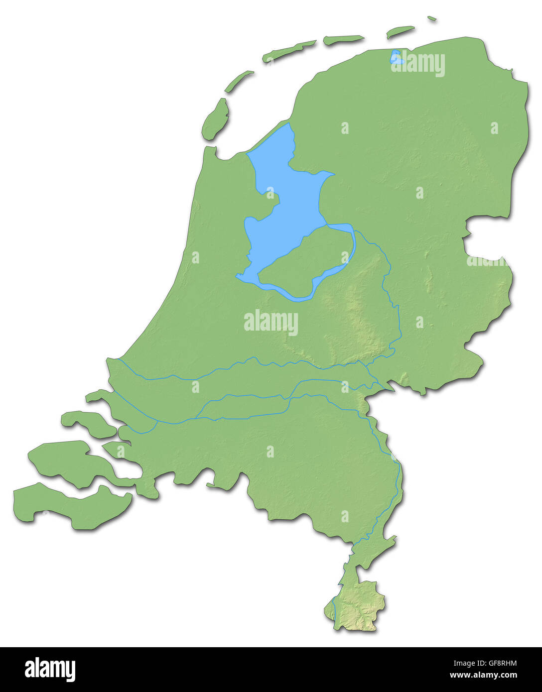 Carte du relief du Pays-bas avec relief ombré Photo Stock - Alamy