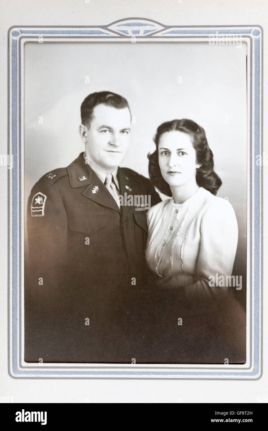 Photo de mariage militaire, la seconde guerre mondiale, 1946 Banque D'Images