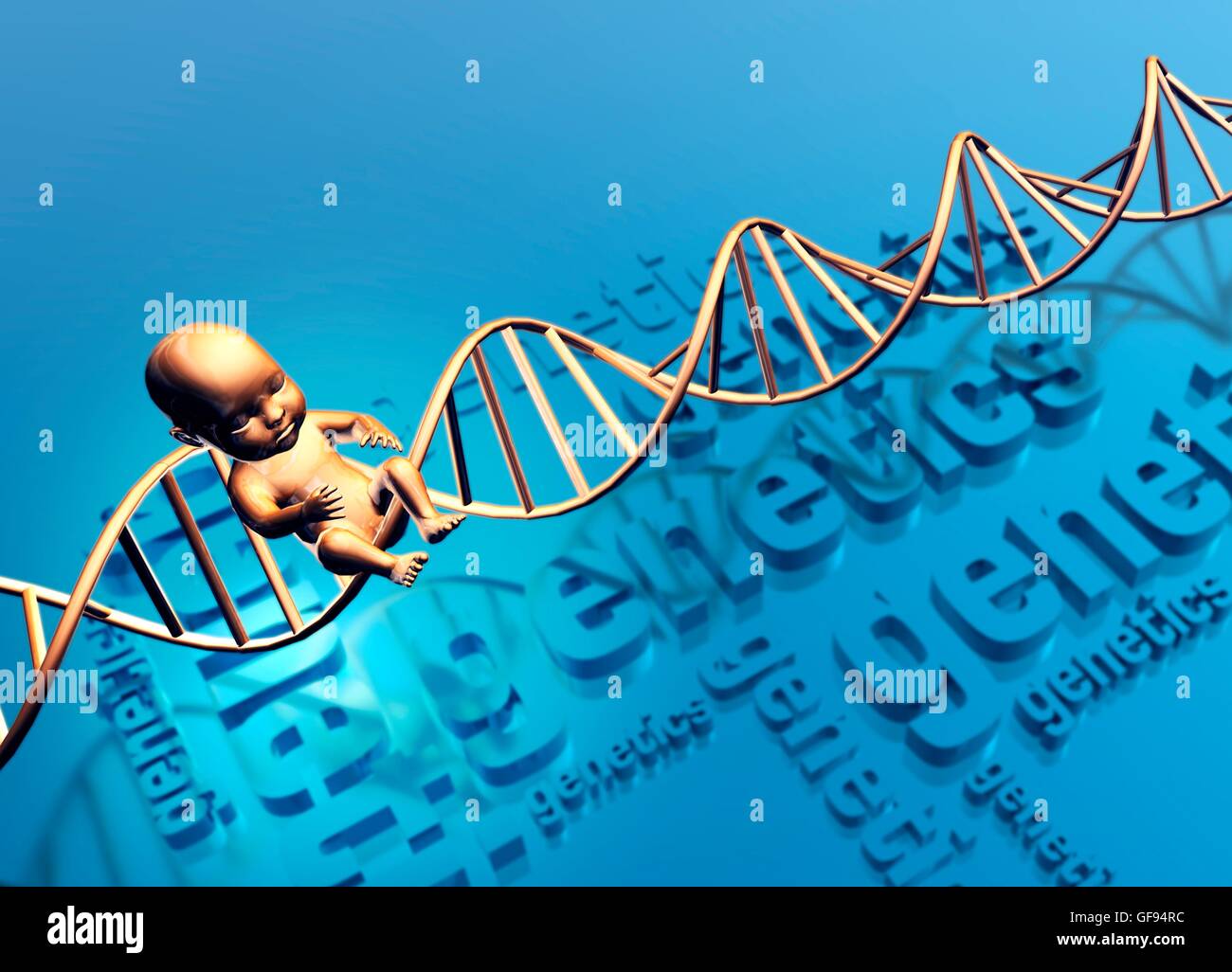 Bébé avec l'ADN, l'illustration. Banque D'Images