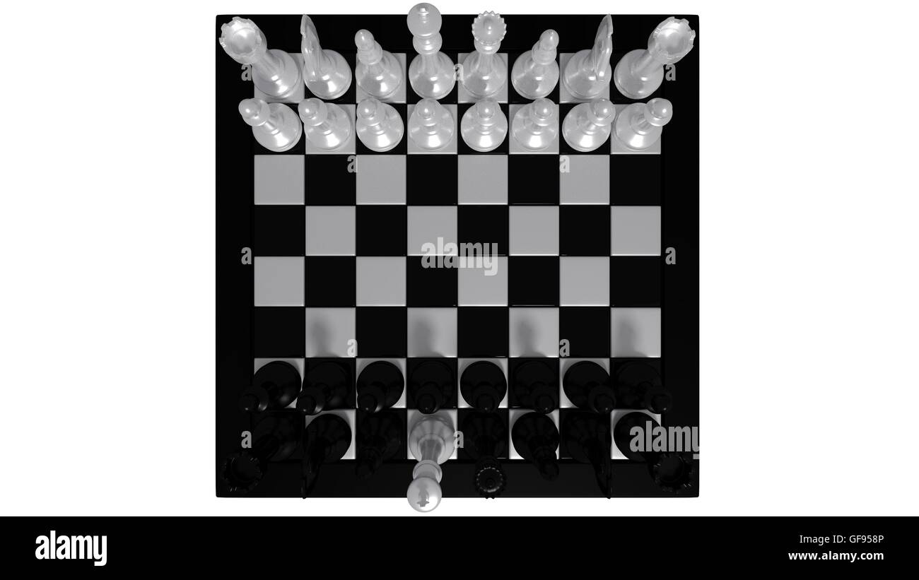 Pièces des échecs blancs avec roi noir Banque D'Images