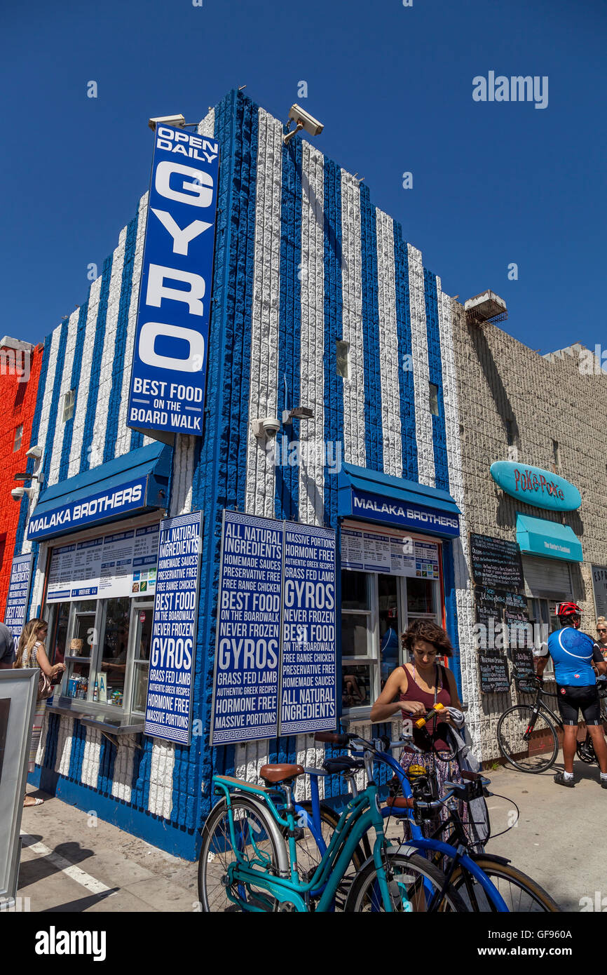 La nourriture grecque eatery, Venice Beach, California, USA Banque D'Images