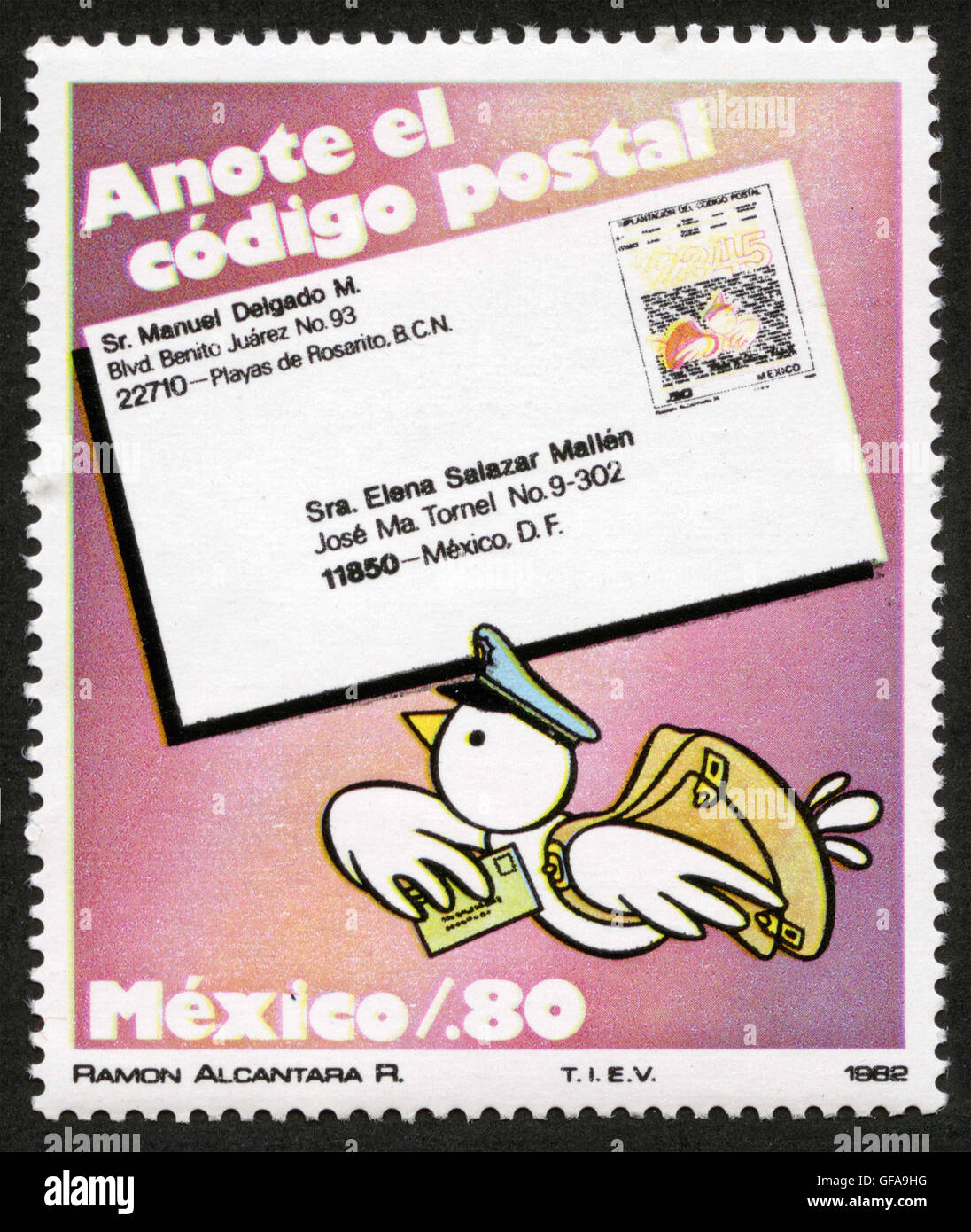 Le Mexique, post mark,stamp, Banque D'Images