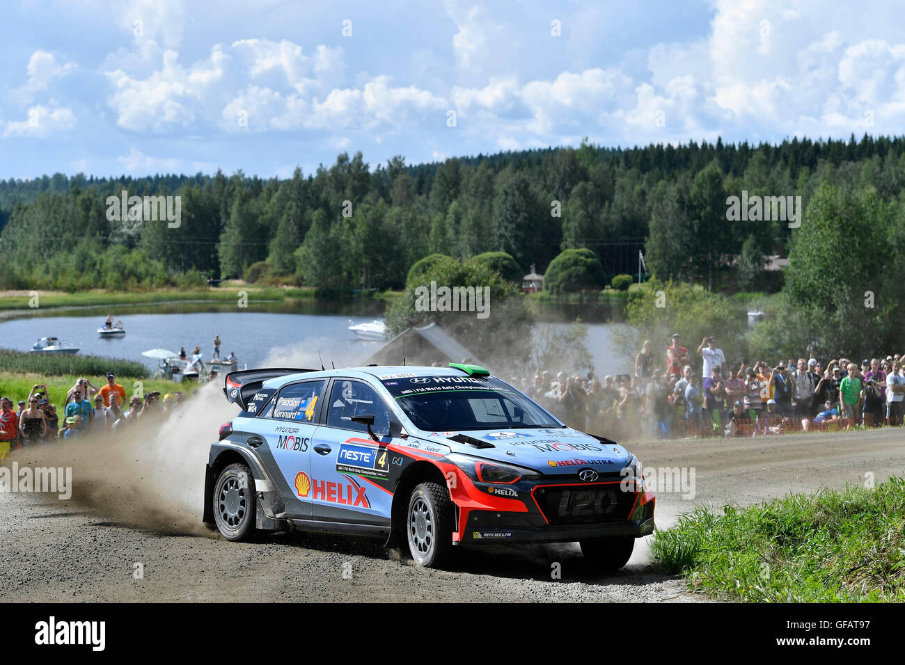 WRC Rallye de Finlande, les étapes 13 et 14. Hayden Paddon (NZ)- Kennard (NZ) Hyundai i20 WRC Banque D'Images