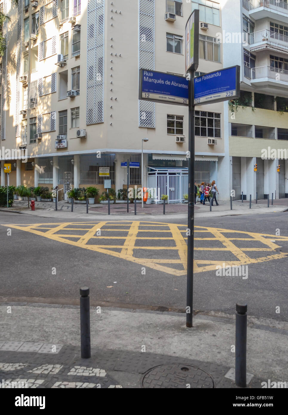 Plaque de rue dans le quartier de Flamengo, Rio de Janeiro Banque D'Images