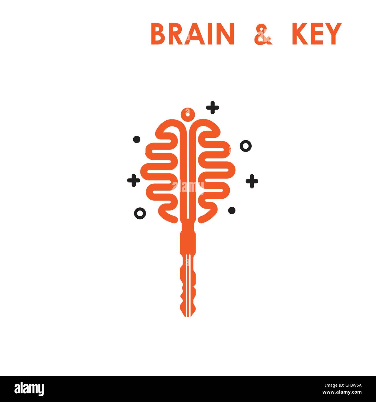 Signe du cerveau créatif avec symbole de clé. Concept clé de succès.L'inspiration ou l'innovation idée.Key,cerveau et l'ampoule de la conception de logo. Illustration de Vecteur