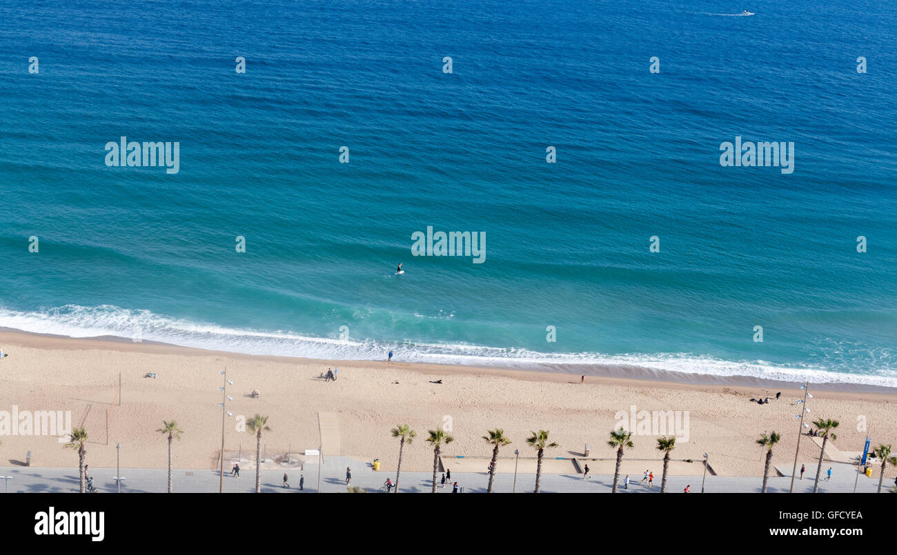 High angle view of sea, Barcelone, Catalogne, image Spaincolor, canon 5DmkII Banque D'Images