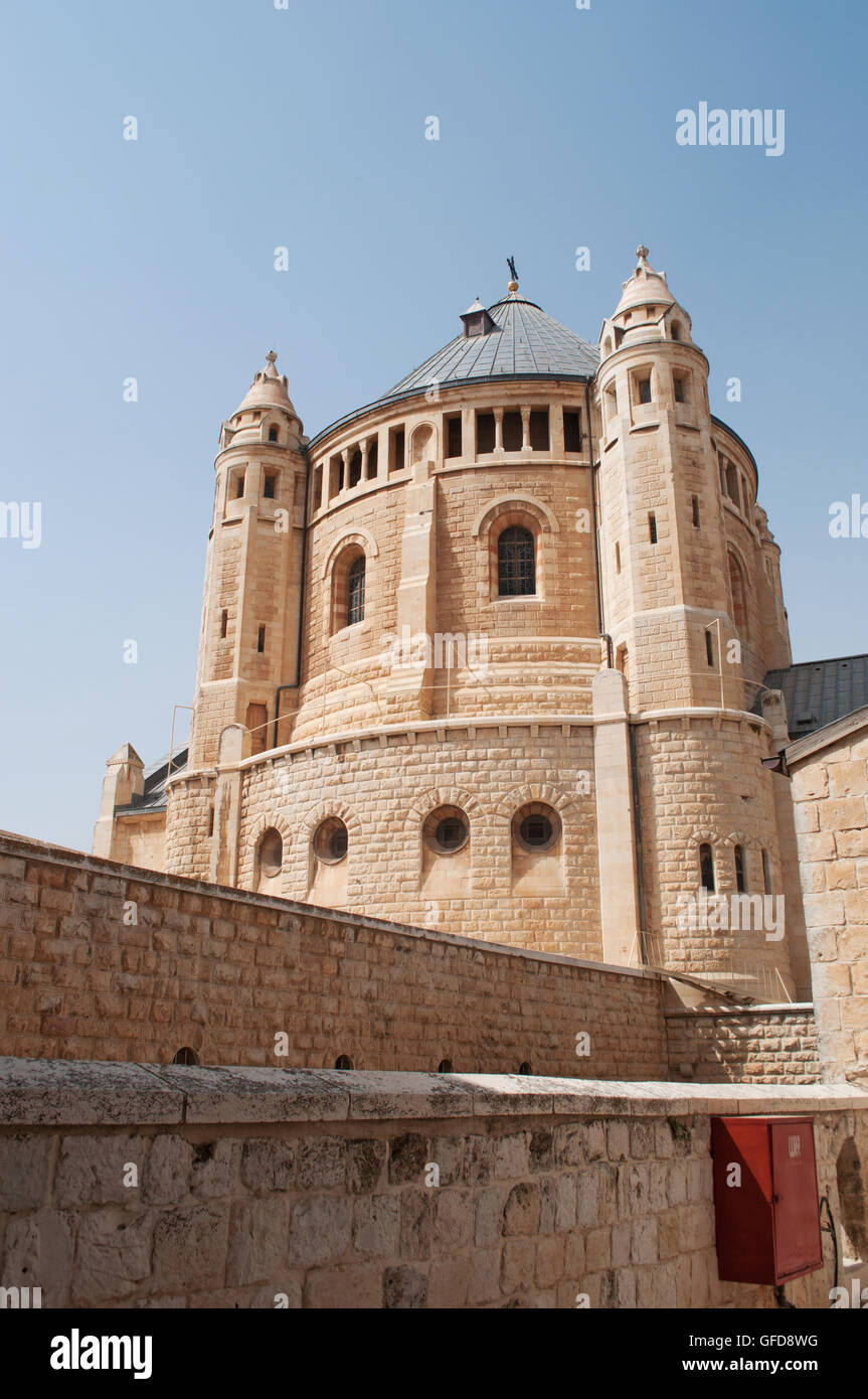 Jérusalem, le Mont Sion : Détails de l'Abbaye de la Dormition, l'Abbaye de Sainte Maria Sion debout dans le lieu où on croit la Vierge Marie est mort Banque D'Images