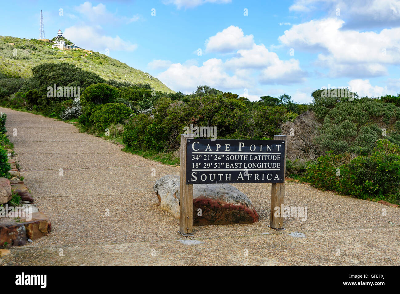 Cape Point de coordonnées GPS information board sur le chemin vers le ...