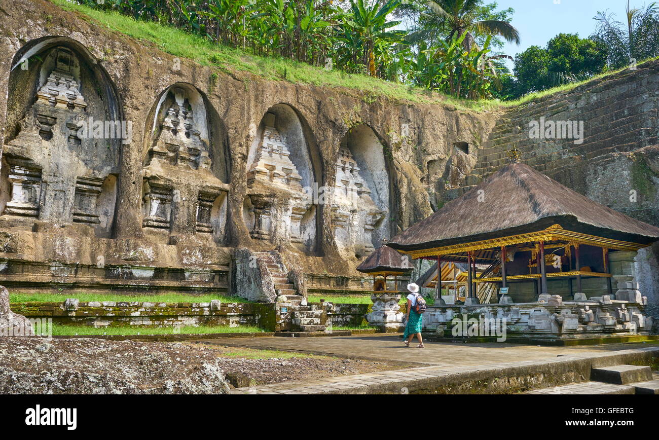 Les tombes anciennes au Temple de Gunung Kawi, Bali, Indonésie Banque D'Images