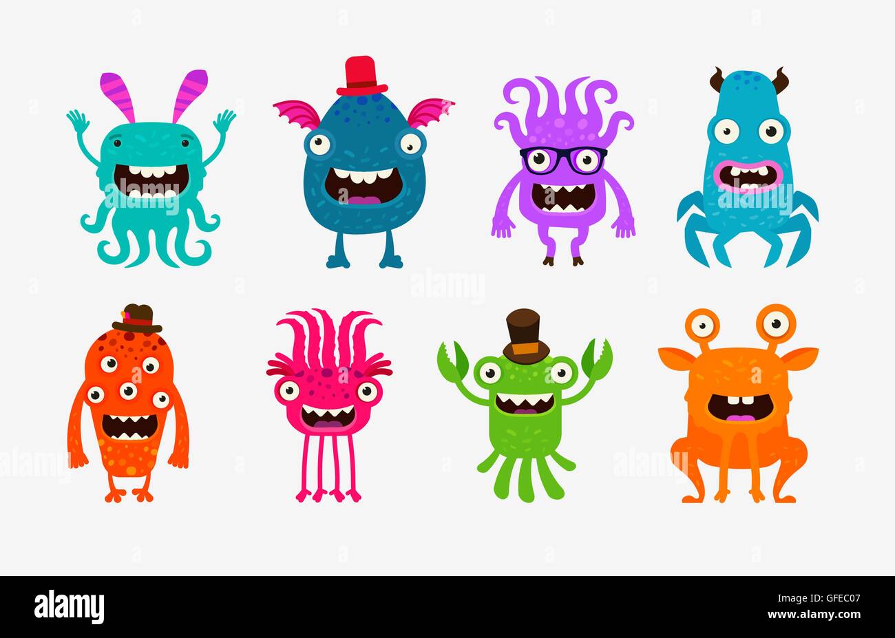 Cute cartoon monstres. Alien ou ghost ensemble d'icônes. Vector illustration Illustration de Vecteur