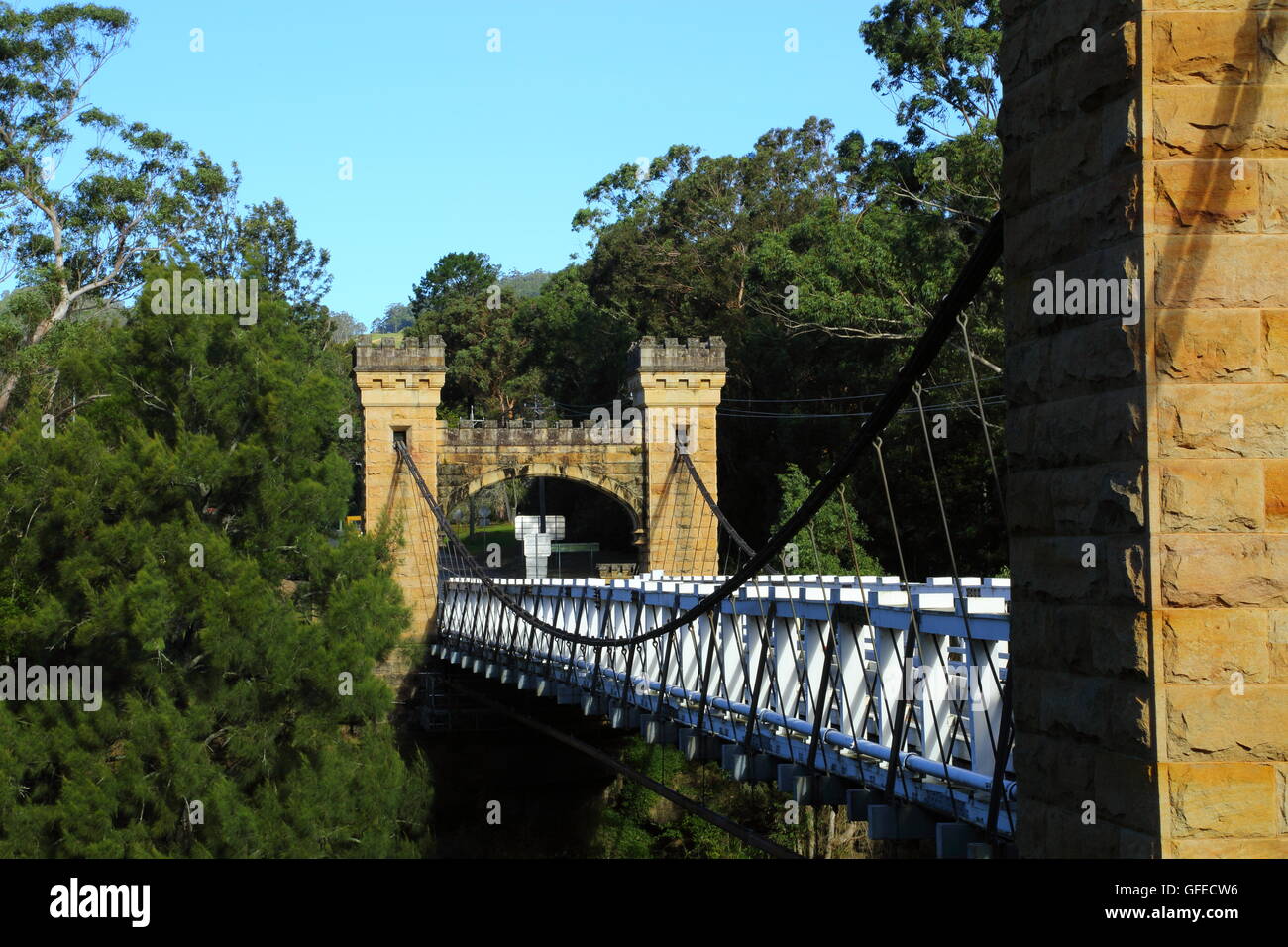 Le pont Hampden historique dans la ville de Kangaroo Valley, NSW, Australie. Banque D'Images