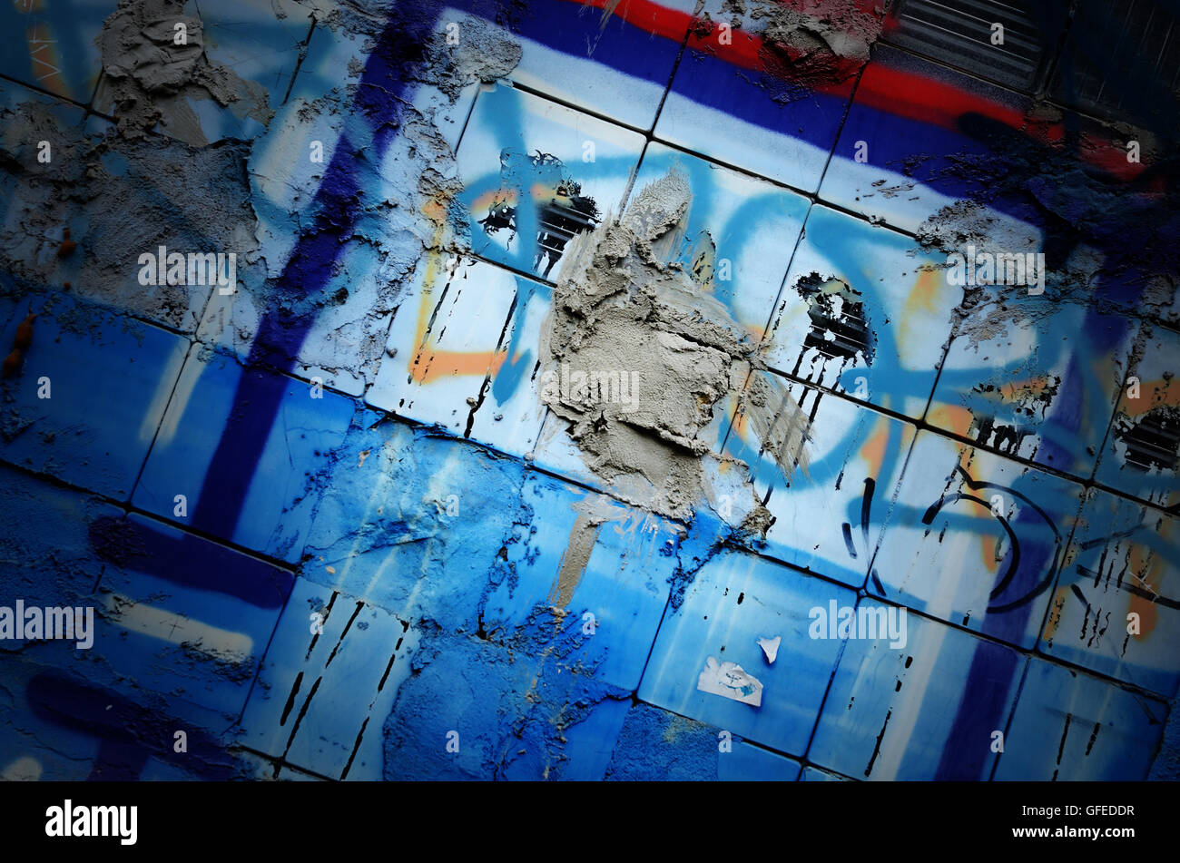 Grunge spectaculaire de couleur bleue et mur - creative design pour votre arrière-plan industriel Banque D'Images