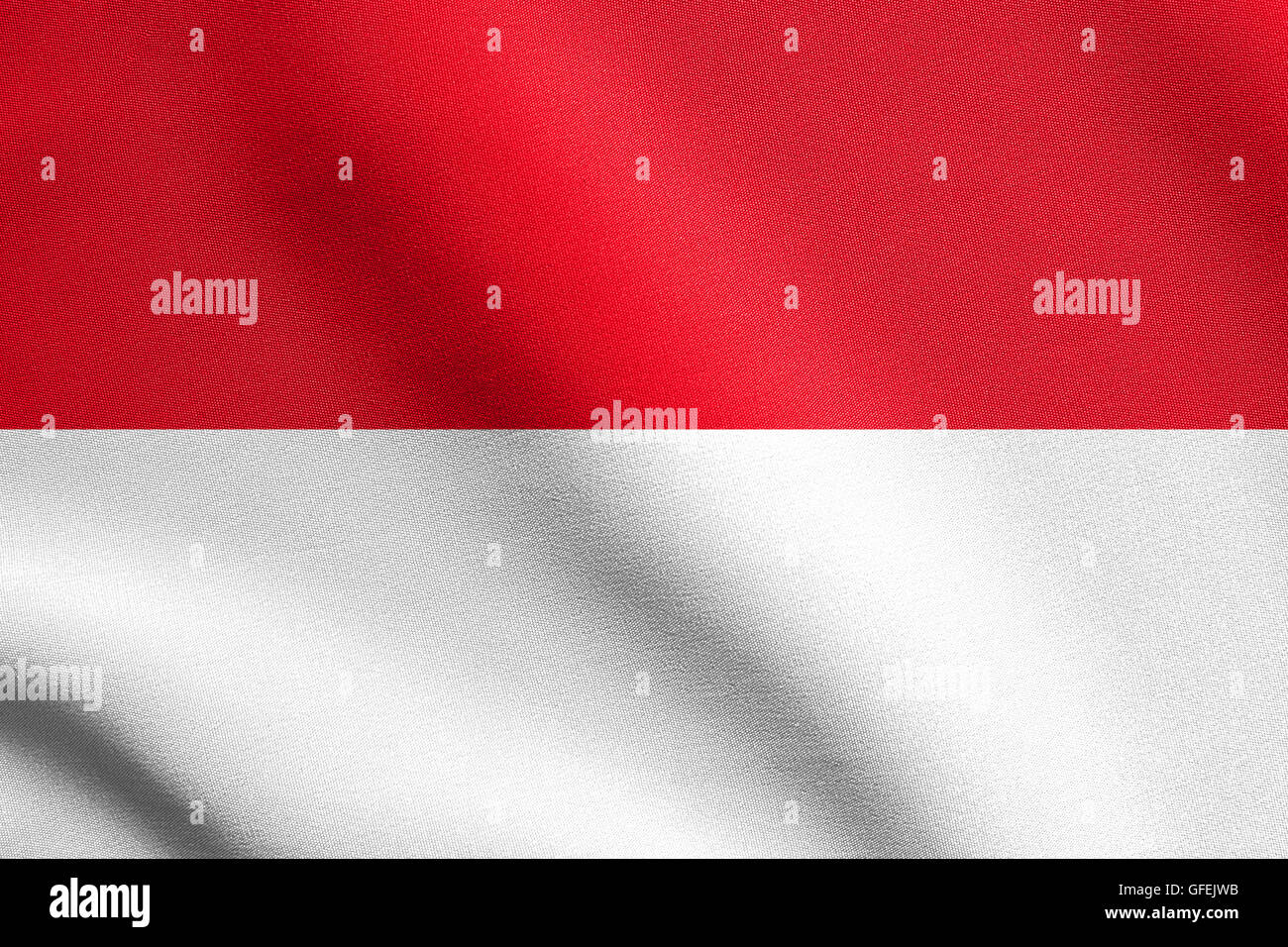 Drapeau de l'Indonésie, de Monaco, de la Hesse (Allemagne) dans le vent avec texture tissu détaillés. Drapeau national indonésien. Banque D'Images
