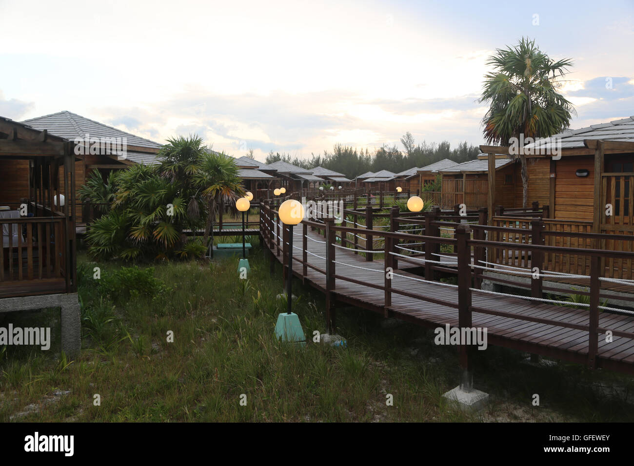 Beach bungalows sur Cayo Levisa, Cuba. 2016. Banque D'Images