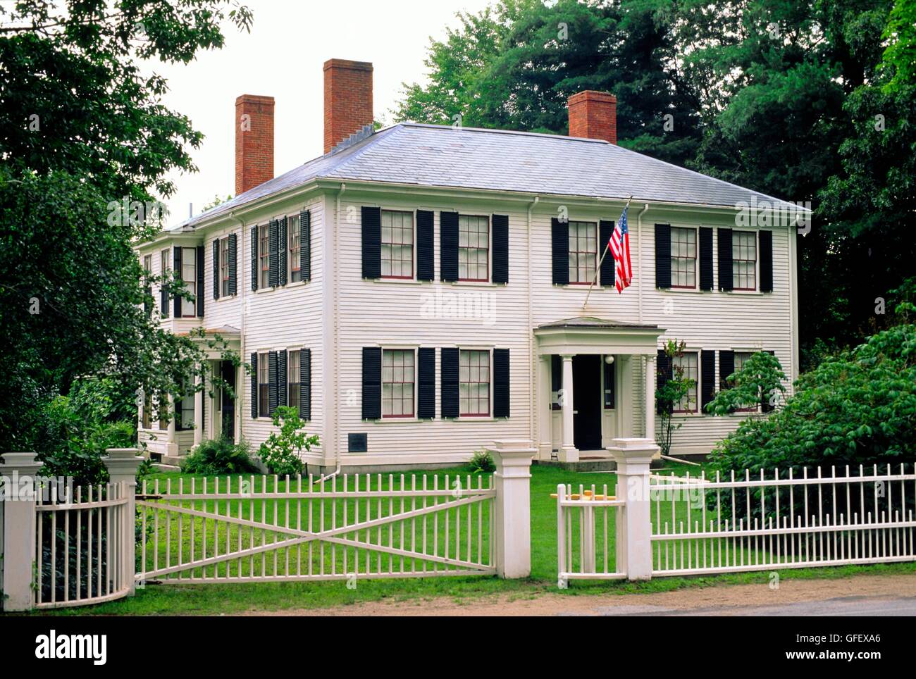 Une fois la maison de l'écrivain accueil Ralph Waldo Emerson dans village historique de Concord, près de Boston, Massachusetts, New England, usa Banque D'Images