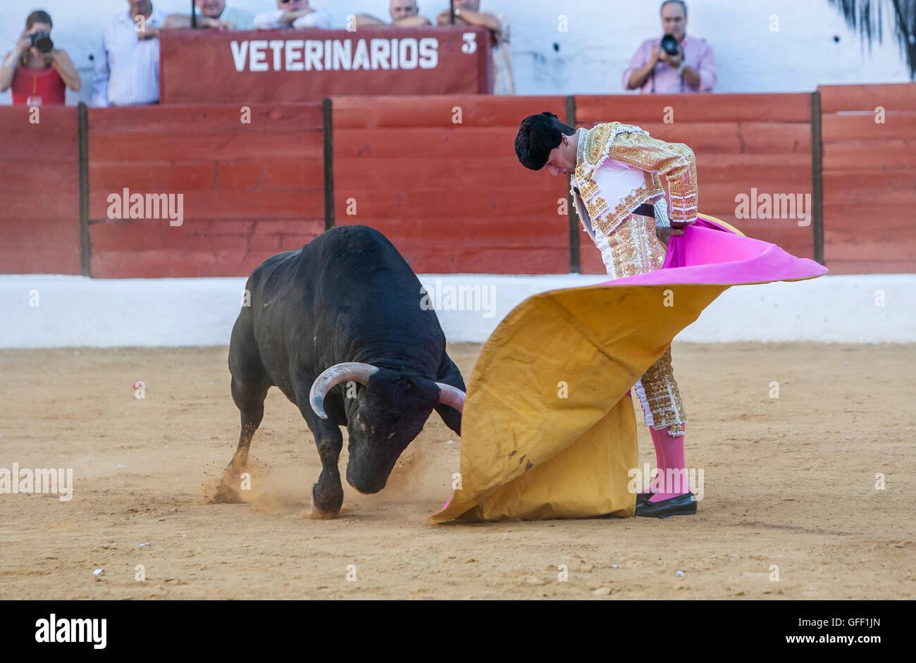 Le torero Espagnol Jose Carlos Venegas la corrida avec la béquille dans l'Arène de Sabiote, Espagne Banque D'Images