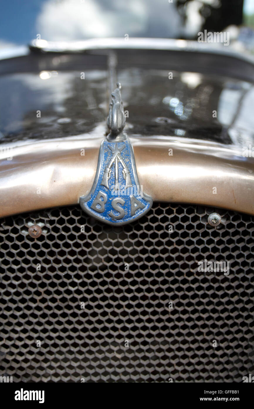 Badge du radiateur sur un trois roues BSA 1930 light car Banque D'Images