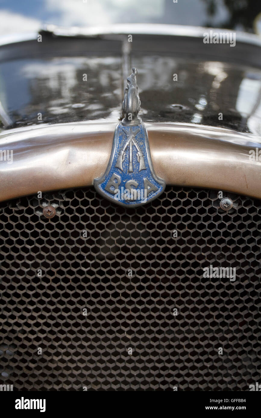 Badge du radiateur sur un trois roues BSA 1930 light car Banque D'Images