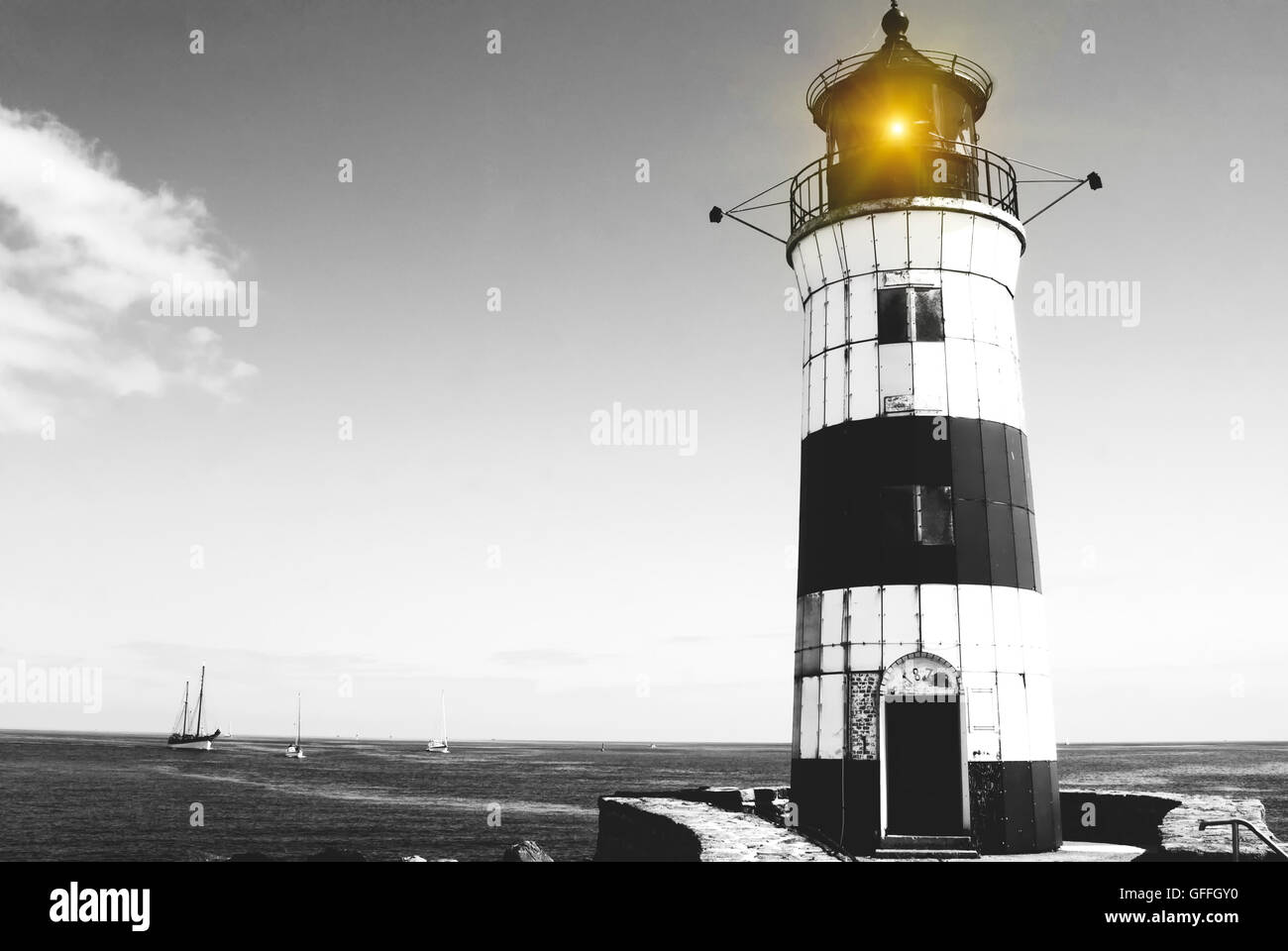 Schleimuende phare nord, sur la mer Baltique, Schleswig-Holstein, Allemagne, mer de l'Est Banque D'Images