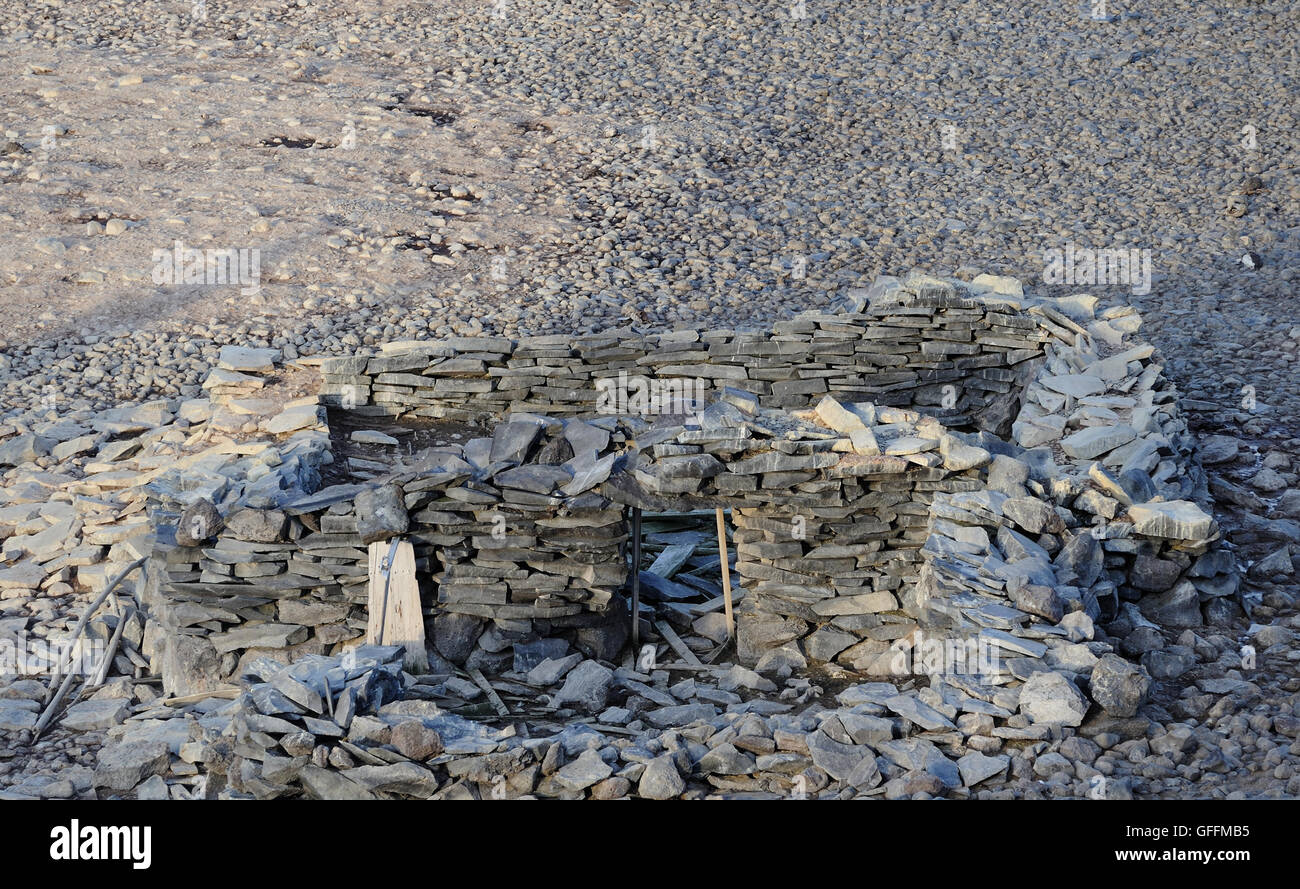 Le reste de la cabane de pierres construit par Carl Anton Larsen, l'explorateur norvégien, et ses hommes de l'île Paulet Banque D'Images