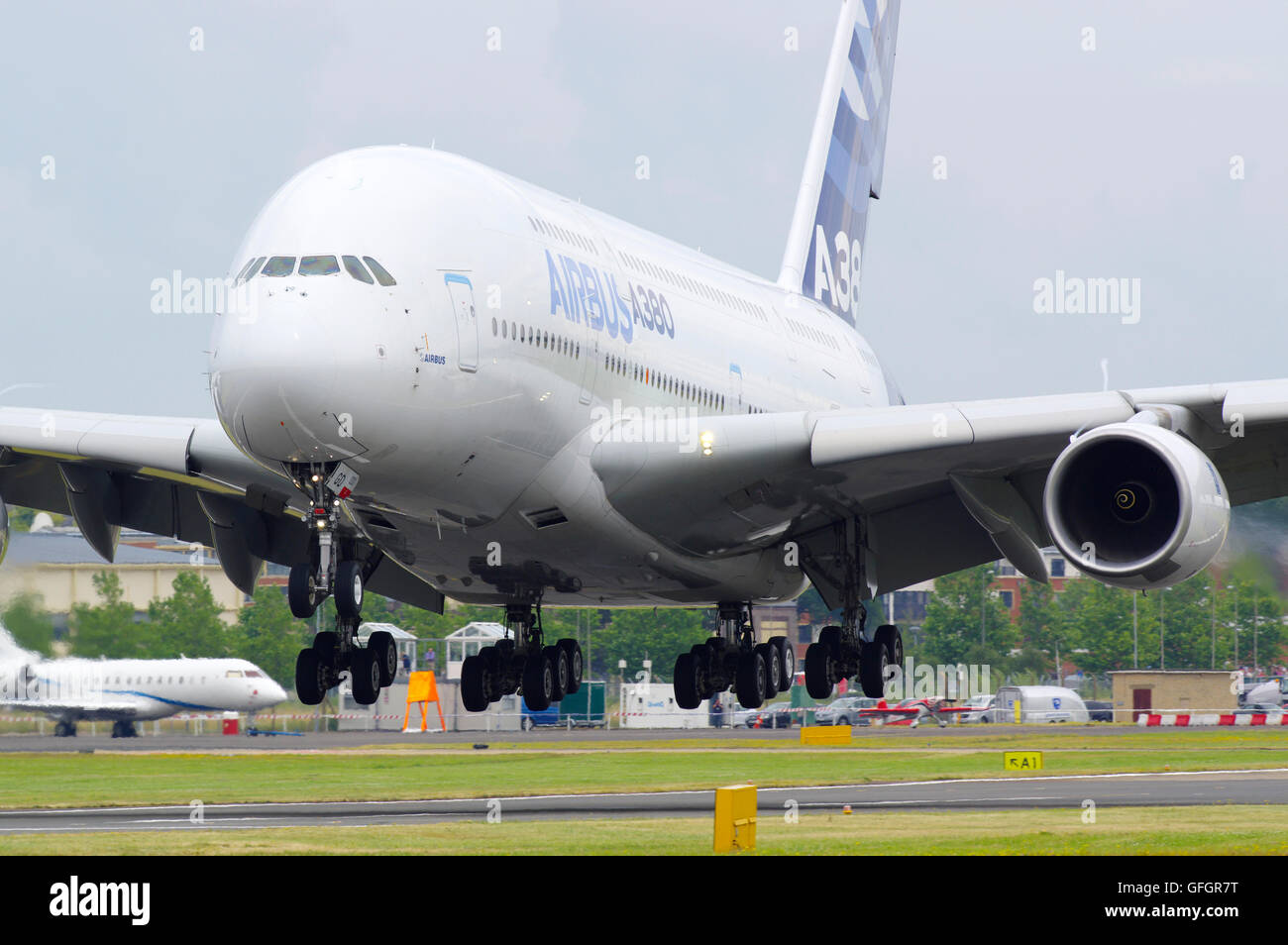 Airbus A380 au salon Farnborough International Air Show Banque D'Images