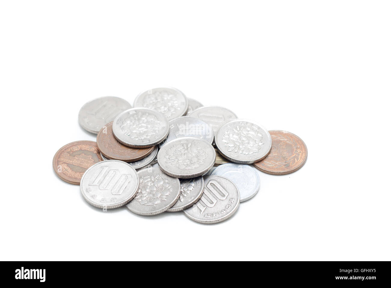 Un tas de pièces en japonais Banque D'Images