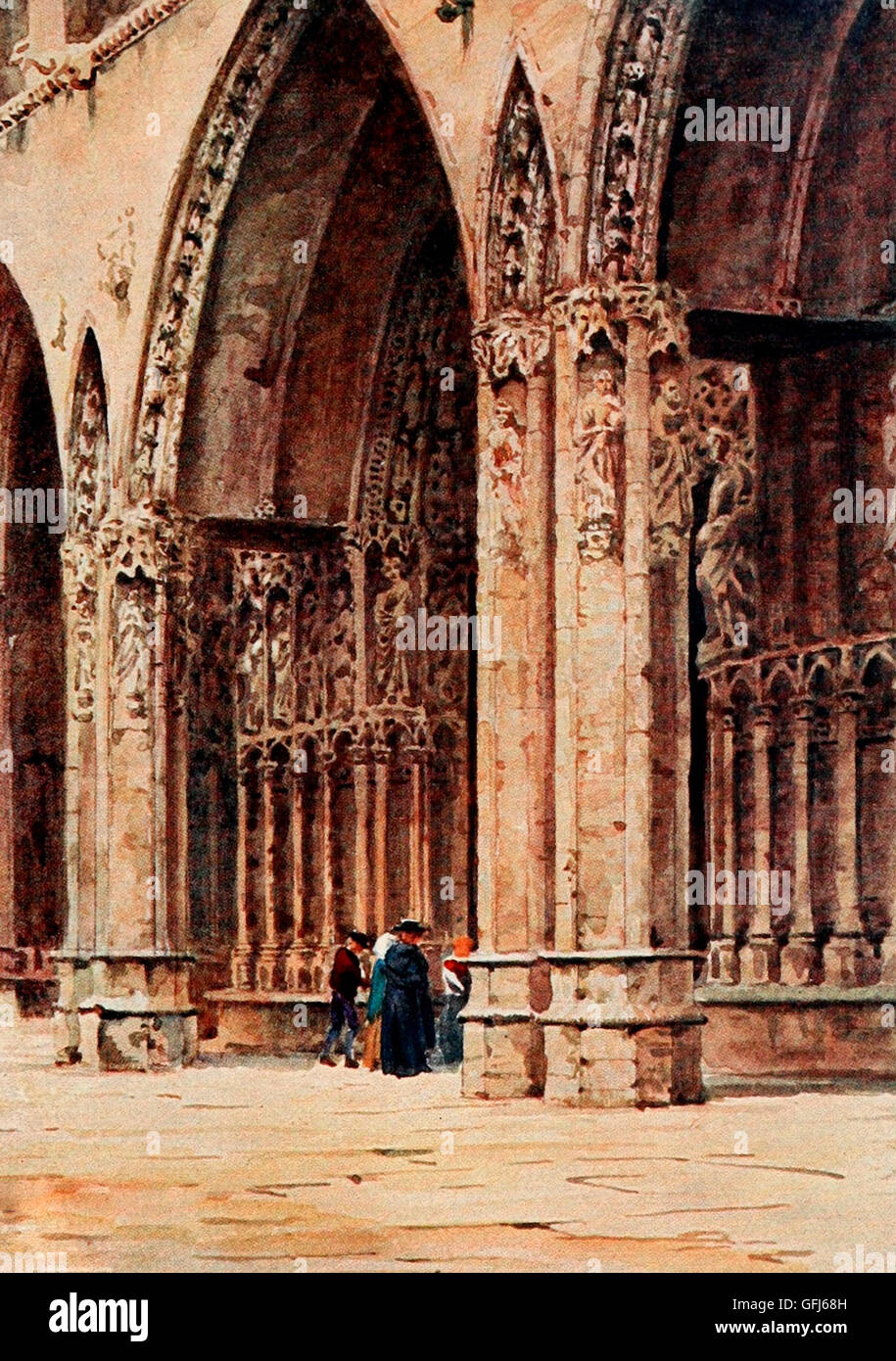 Le porche ouest de la Cathédrale, Leon, Espagne, vers 1900 Banque D'Images
