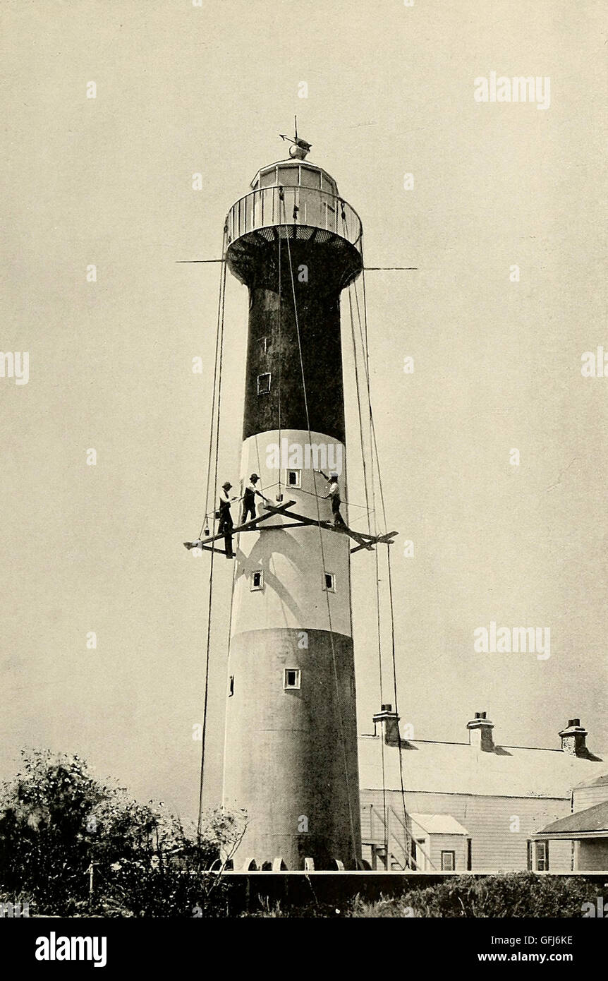 La peinture Troubridge Phare, l'Australie du Sud, vers 1900 Banque D'Images