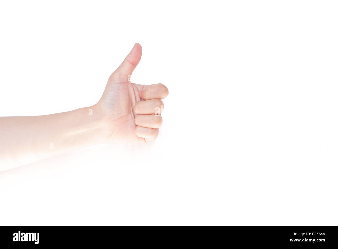 Geste : main japonais bon, sur blanc fond isolé Banque D'Images