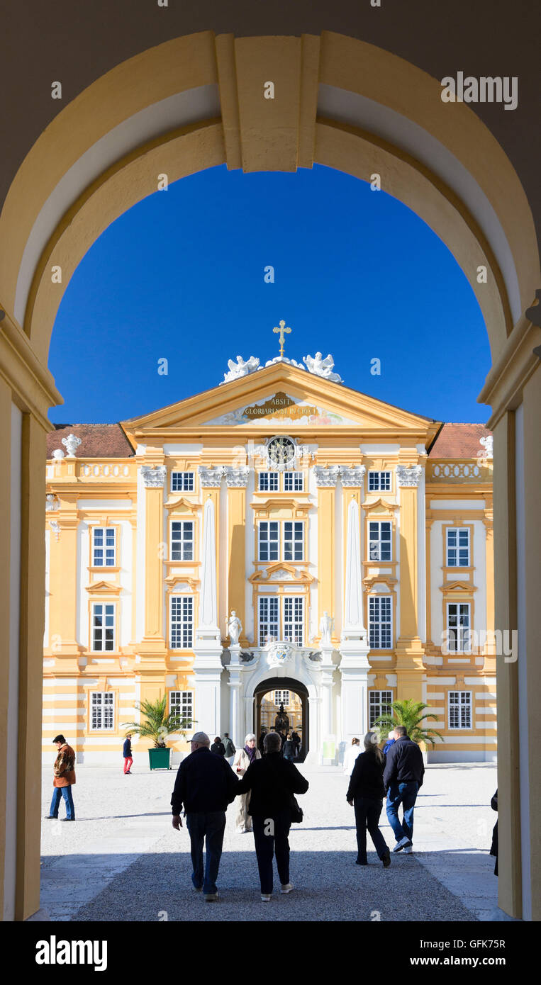 Abbaye de Melk Melk : Monastère, voir dans l'atrium, l'Autriche, Niederösterreich, Autriche, Wachau Banque D'Images