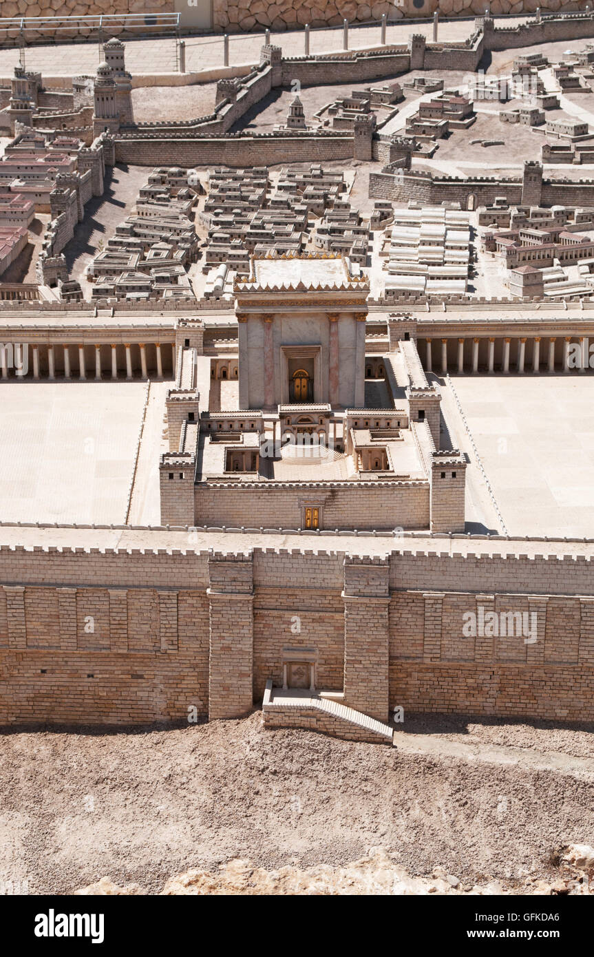 Jérusalem, Musée d'Israël : le deuxième Temple Modèle, ouverte en 1966, un modèle à l'échelle de Jérusalem avant la destruction du Temple Banque D'Images