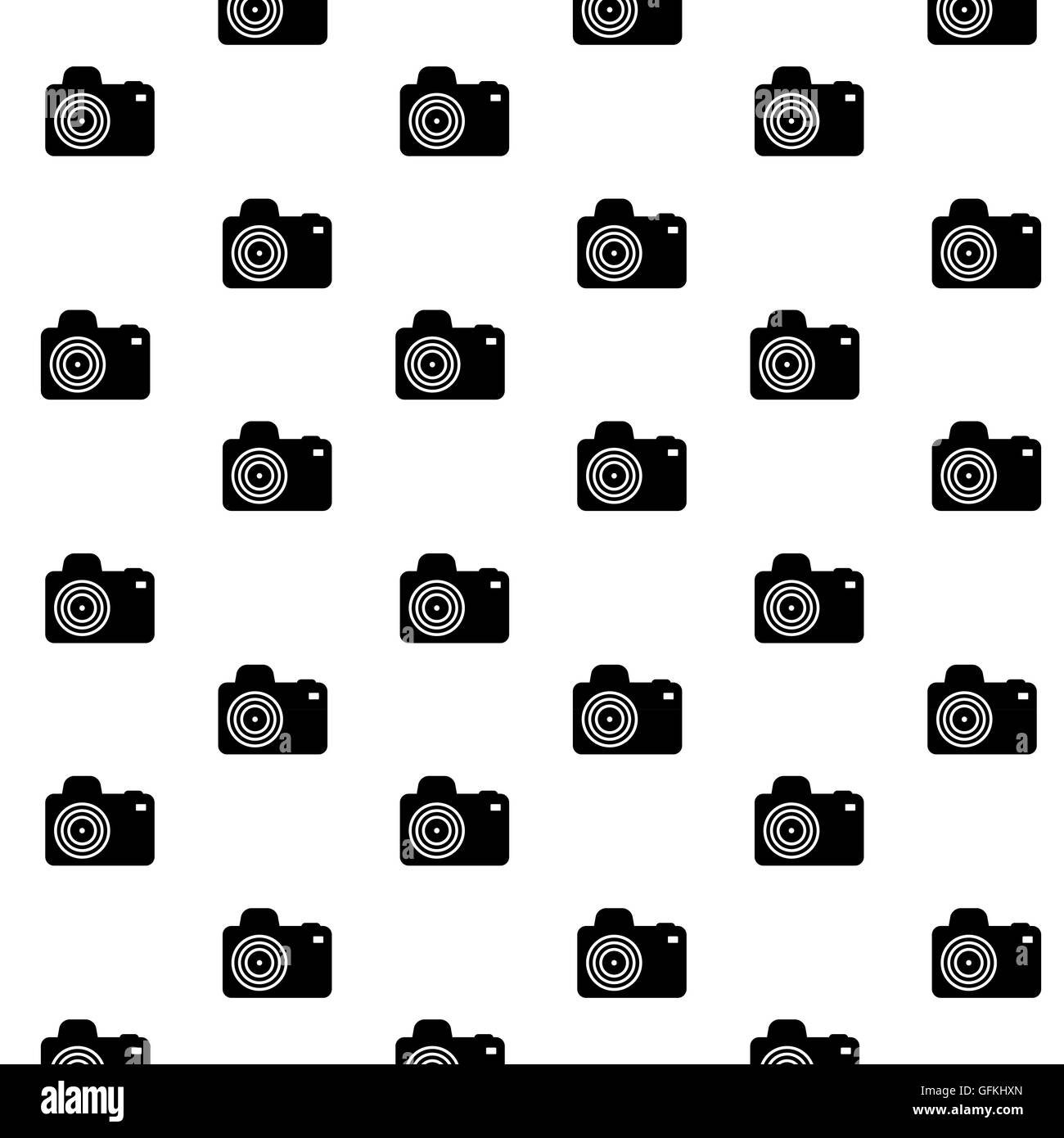 Appareil photo noir modèle photo. Motif transparente et l'arrière-plan de la photographie avec l'appareil photo professionnel. Vector illustration Banque D'Images